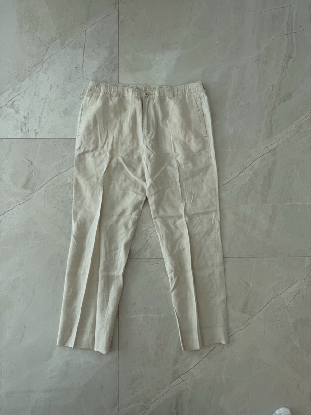 Tommy Bahama Men's Cream Linen-Blend Chinos